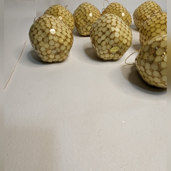 Christmas ornaments pale yellow/gold mosaic 1970's RARE! C11 - Picture 12 of 15
